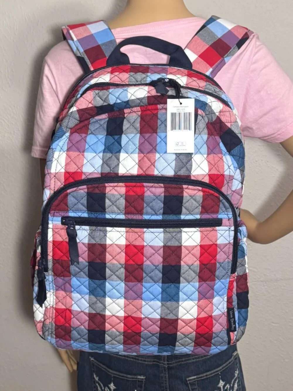 Vera Bradley Campus Backpack in Patriotic Plaid NWT